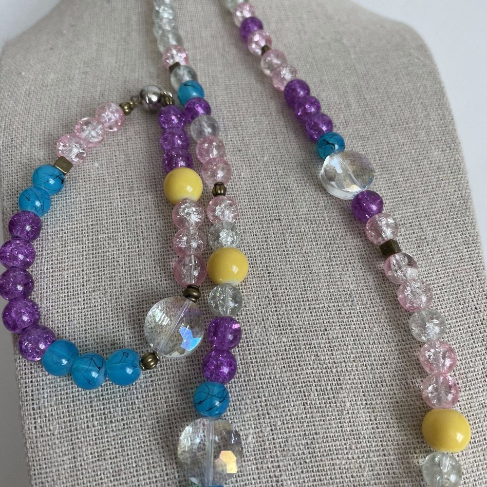 Artisan Eclectic Mixed Beaded Glass Necklace & Bracelet Set